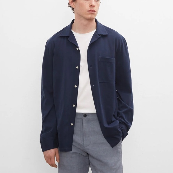 Camp Collar Knit Shirt - New With Tags - NEVER WORN - Navy